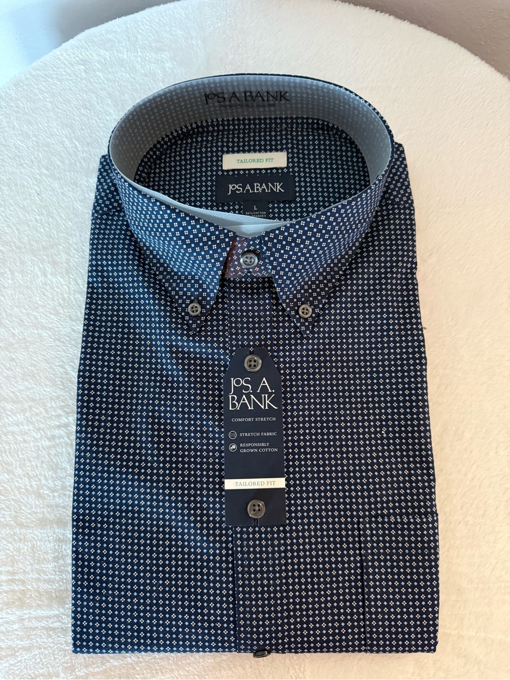 Jos. A. Bank Men's Navy Micro-Pattern Tailored Fit Shirt